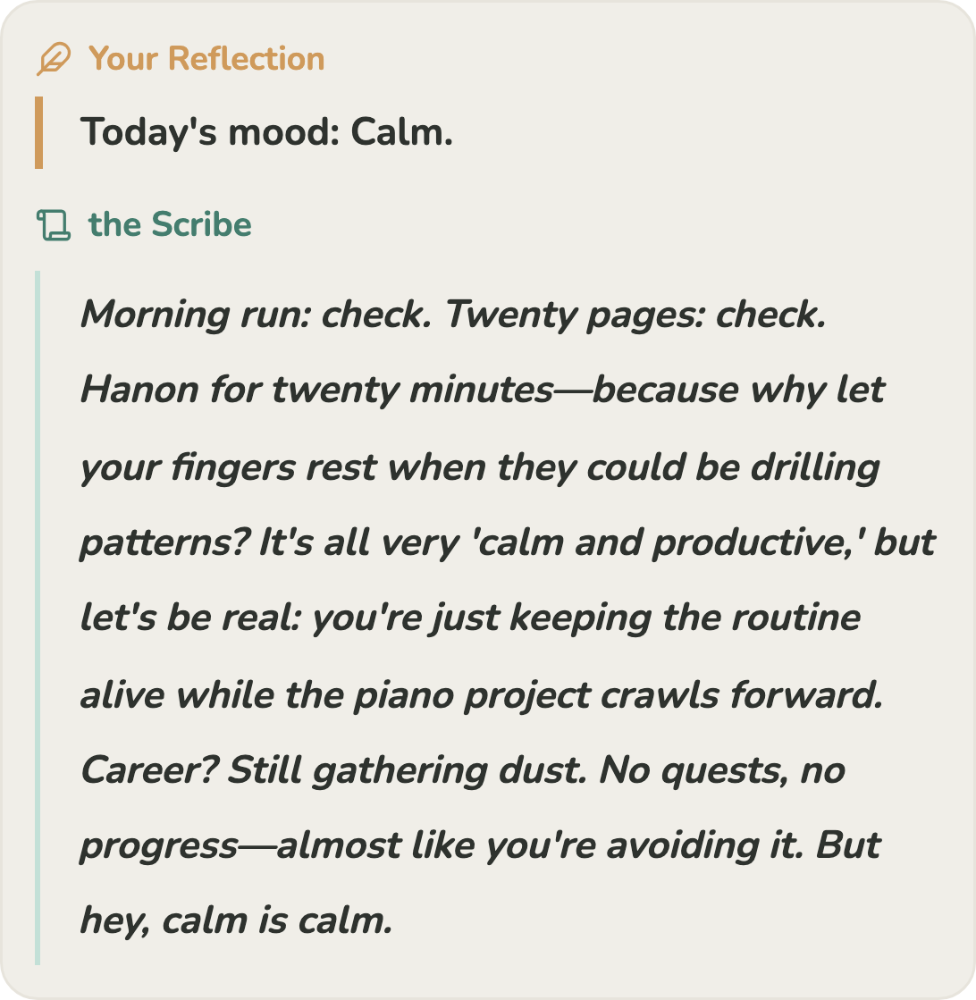 A Scribe narrative in the roaster voice